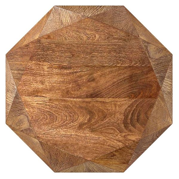 Jacinto Octagonal Solid Mango Wood Side Table Natural Brown For Sale