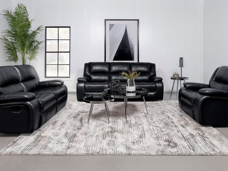 Camila 3-piece Upholstered Motion Reclining Sofa Set Black Hot on Sale