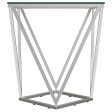 Brittania Square Glass Top Geometric End Table Nickel Sale