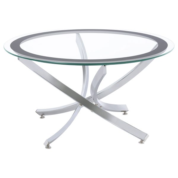 Brooke 2-piece Round Glass Top Coffee Table Set Chrome Supply