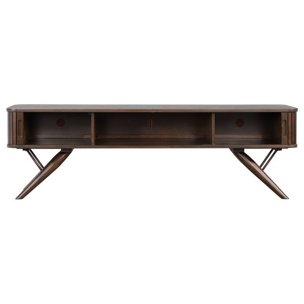 Valna Wood 71  Tv Stand With Sliding Doors Walnut on Sale