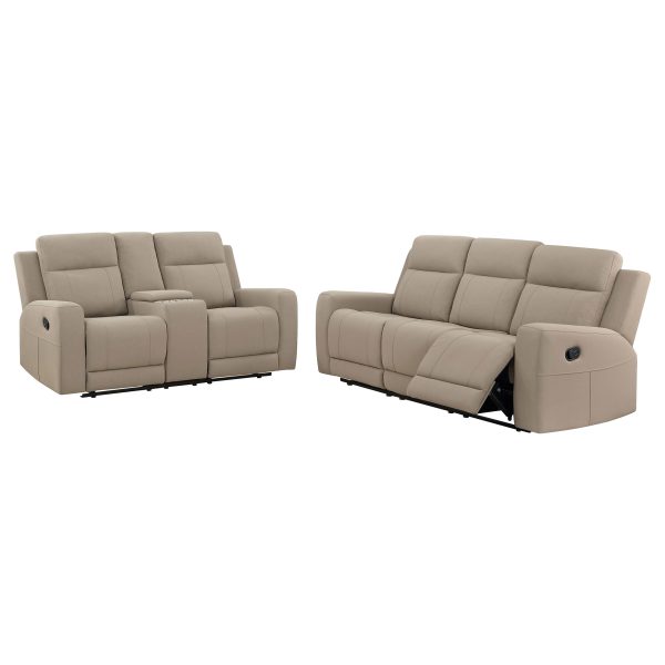 Brentwood 2-piece Upholstered Reclining Sofa Set Taupe Sale