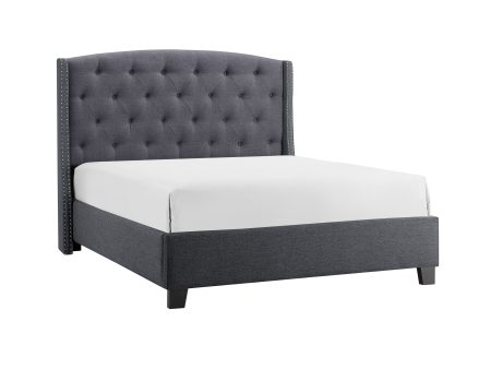 Eva Gray King Upholstered Bed For Sale