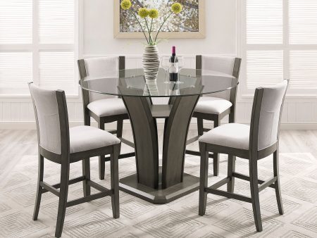 Camelia Gray Round Glass-Top Counter Height Dining Set Cheap