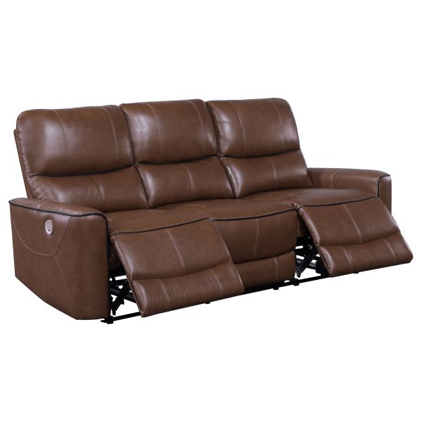 Greenfield 2-piece Power Reclining Sofa Set Saddle Brown Online Hot Sale