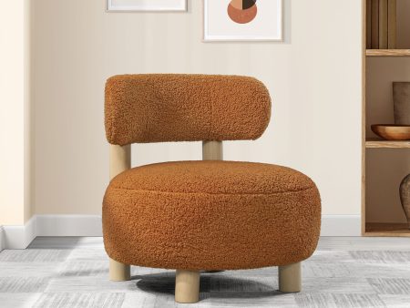 Zonie Boucle Upholstered Barrel Back Accent Chair Orange Supply