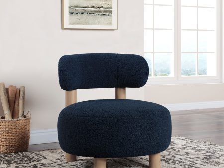 Zonie Boucle Upholstered Barrel Back Accent Chair Blue For Cheap