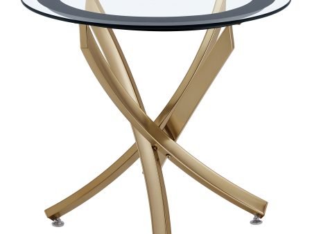 Brooke Round Glass Top Side End Table Metal Base Brass Supply