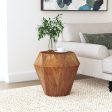 Jacinto Octagonal Solid Mango Wood Side Table Natural Brown For Sale