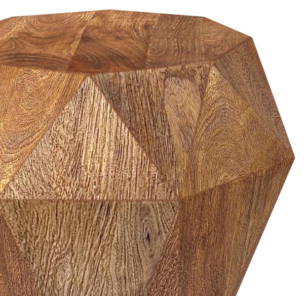 Jacinto Octagonal Solid Mango Wood Side Table Natural Brown For Sale