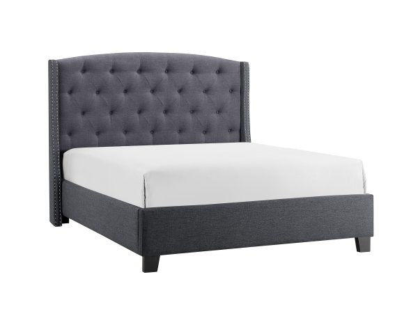 Eva Gray Queen Upholstered Bed For Cheap