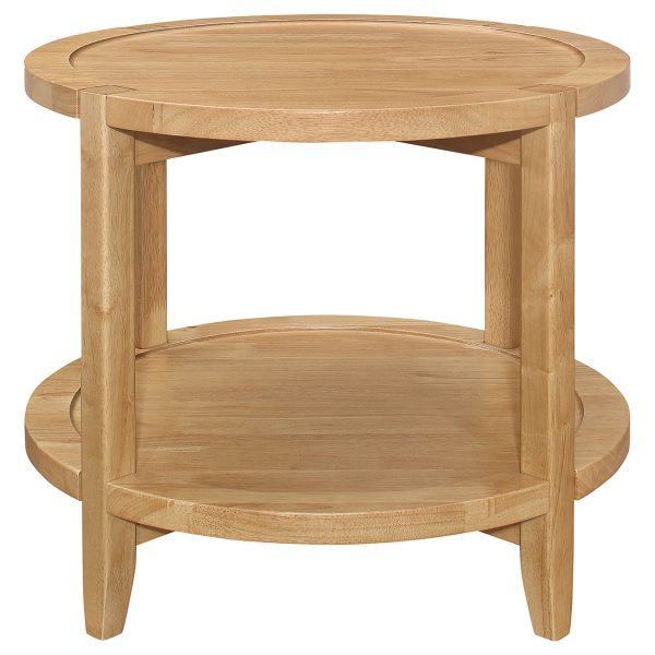 Camillo Round Solid Wood Side End Table Maple Brown Online