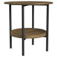 Delfin Round Glass Top Side End Table Black And Brown For Sale