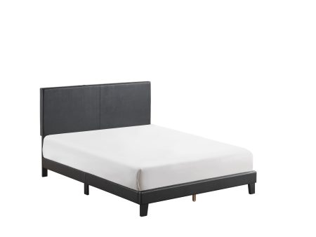 Yates Black PU Leather Queen Upholstered Platform Bed Discount