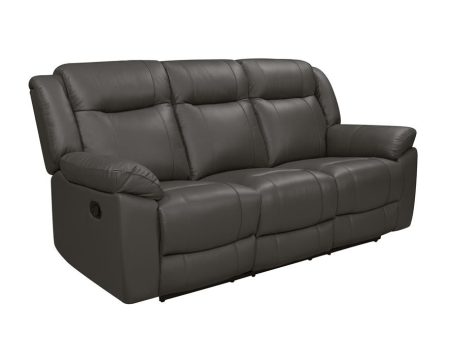 TAGGART LEATHER SOFA W DUAL RECLINER-GRAY For Sale