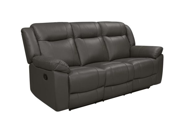 TAGGART LEATHER SOFA W DUAL RECLINER-GRAY For Sale