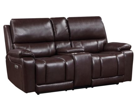 CICERO RECLINING CONSOLE LOVESEAT-BROWN For Sale