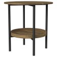 Delfin Round Glass Top Side End Table Black And Brown For Sale