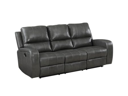 LINTON LEATHER SOFA W DUAL RECLINER-GRAY Online Sale