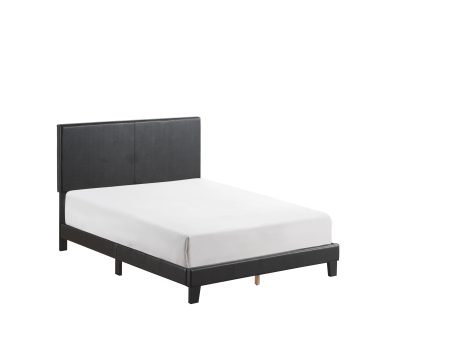 Yates Black PU Leather Full Upholstered Platform Bed Discount