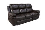 KELLEN  SOFA W DUAL RECLINER & DROP DOWN  TRAY-BROWN For Sale